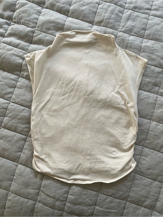 Reformation Tops - Reformation Ivory Ruched Mock Neck Sleeveless Top M